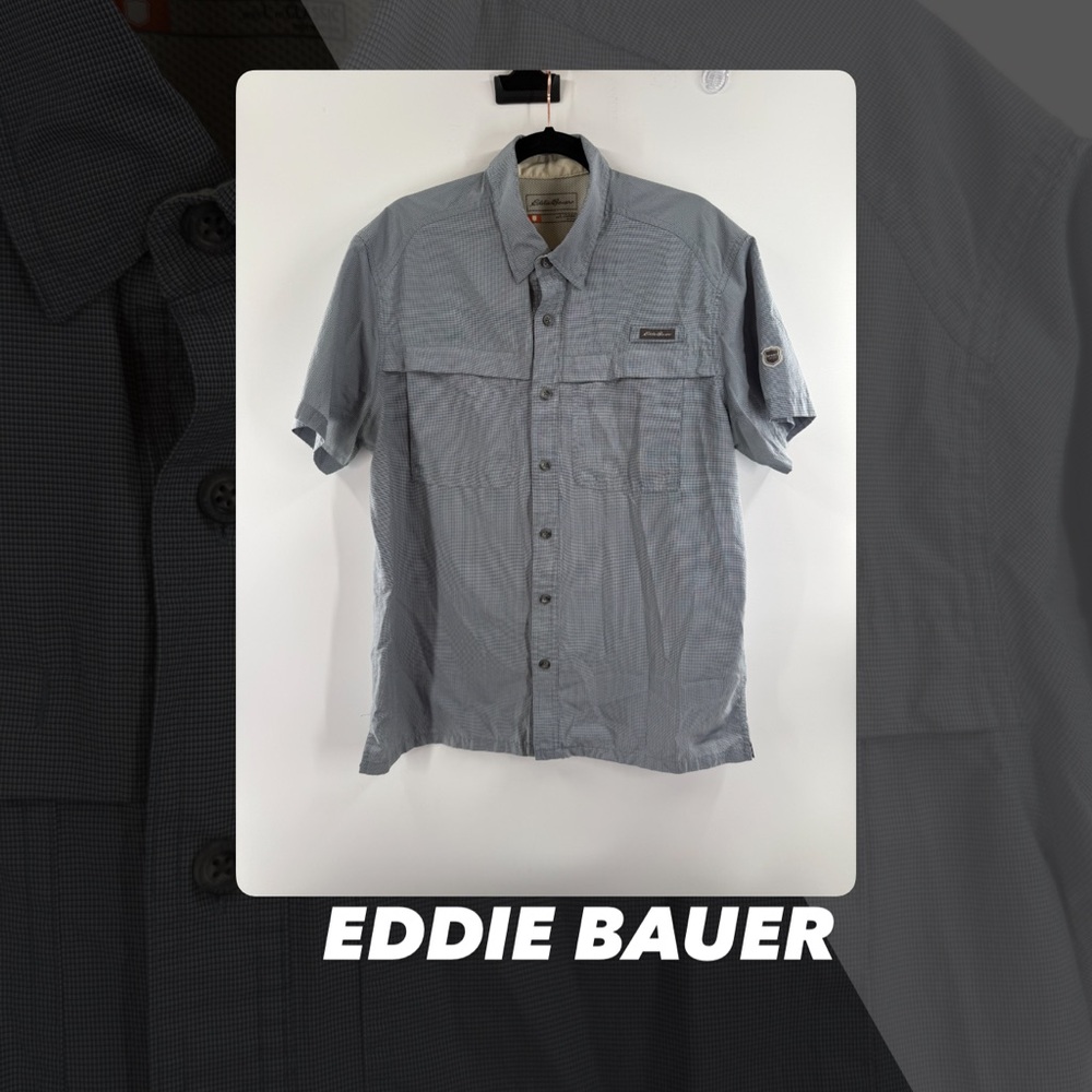 EUC Eddie Bauer Grey Ripstop Guide Shirt